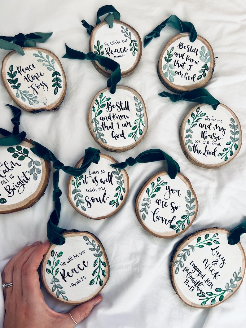 Christmas Tree Handpainted Floral Eco Friendly Bible Verse Christian