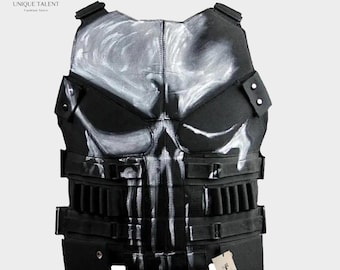 Punisher-Inspired Leather Tactical Vest | Skull Armor Costume