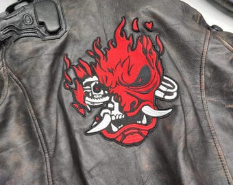 Cyberpunk V Samurai Black Leather Bomber Jacket - Gaming Cosplay