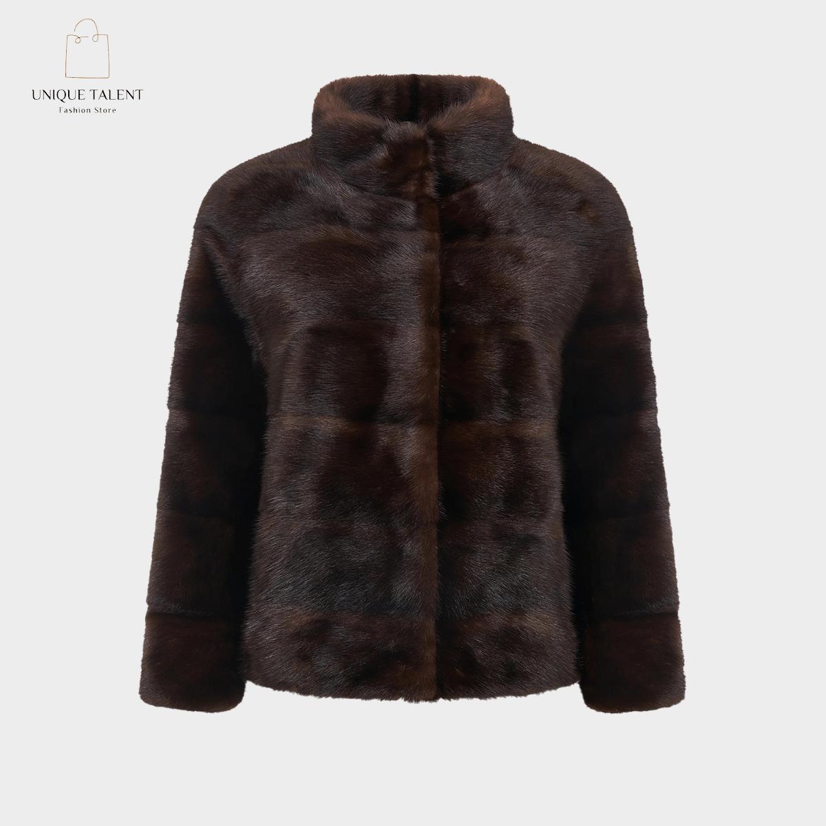 ミンク 毛皮 ショート丈 コート ジャケット ブラウン サイズ 9