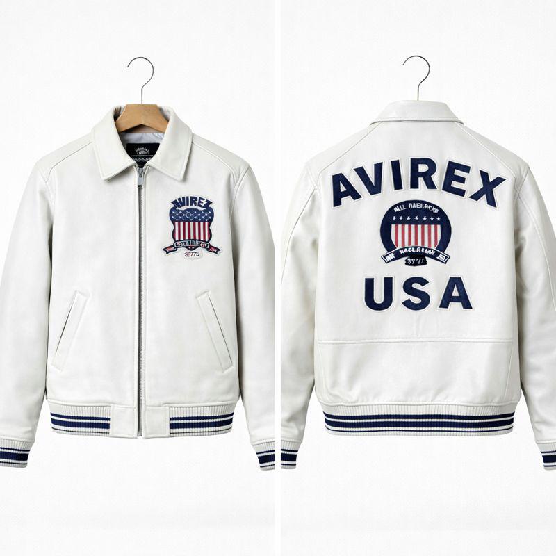 Men's Avirex Faux Leather Bomber Flight Jacket | Classic USA Pilot