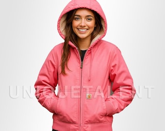 Vintage Y2K Pink Carhartt Active Jacket: Faded Canvas Hooded