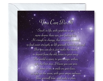 You Can Do It - Thinking of You Encouragement Poem Verse Greetings Card by Clarabelle
