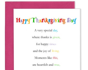Happy Thanksgiving Day Greetings Card: Gratitude Poem