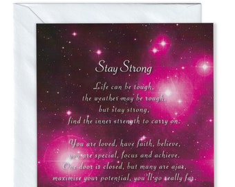 Stay Strong - Thinking of You, Get Well, Encouragement Poem Verse Greetings Card for your Friends and Family