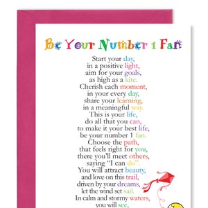 Be Your Number 1 Fan - Thinking of You Aufmunterungs-Gedicht-Vers-Gruß-Karte hergestellt von Clarabelle Cards