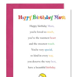 Biglietto di auguri di buon compleanno per la mamma con una bella poesia per mostrare alla tua mamma quanto la ami nel suo giorno speciale di Clarabelle Cards