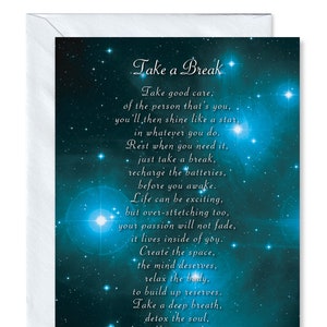 Take a Break: Thinking of You Aanmoediging Gedicht Vers Wenskaart gemaakt door Clarabelle Cards
