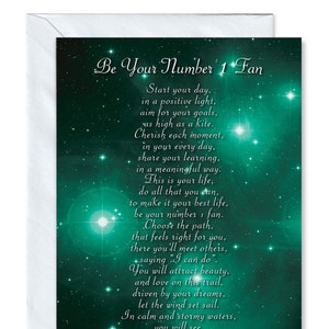 Sé tu fan número 1: poema de aliento con verso que piensa en ti, tarjeta de felicitación creada por Clarabelle Cards