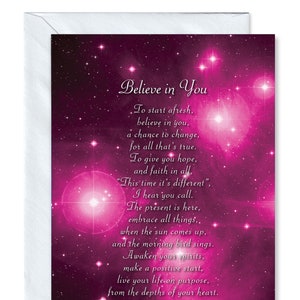 Believe in You - Thinking of You Aufmunterungs-Gedicht-Gruß-Gruß-Karte hergestellt von Clarabelle Cards