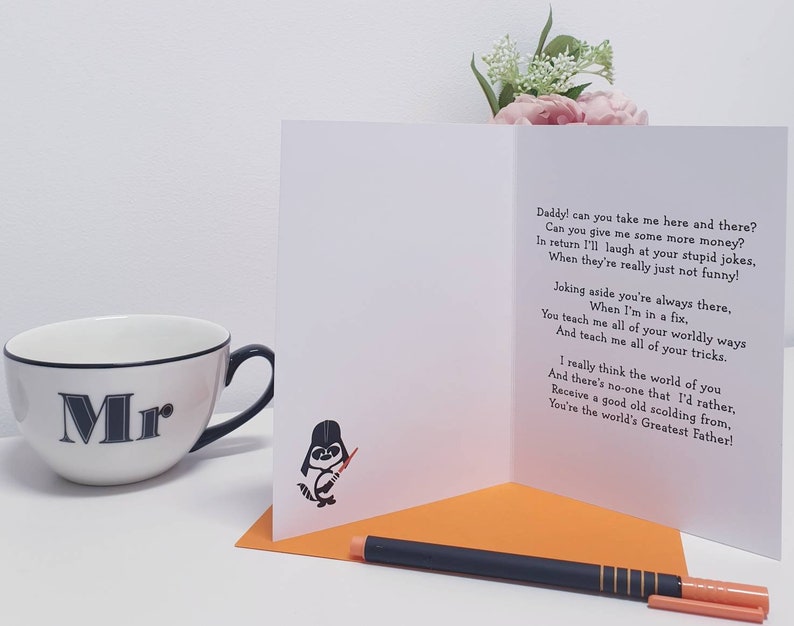 You Are My Father Dad Birthday Card, Star Wars Style, Funny and Loving Birthday Poem Verse for Dad to Celebrate his Special Day in Style image 4