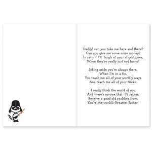 You Are My Father Dad Birthday Card, Star Wars Style, Funny and Loving Birthday Poem Verse for Dad to Celebrate his Special Day in Style image 2