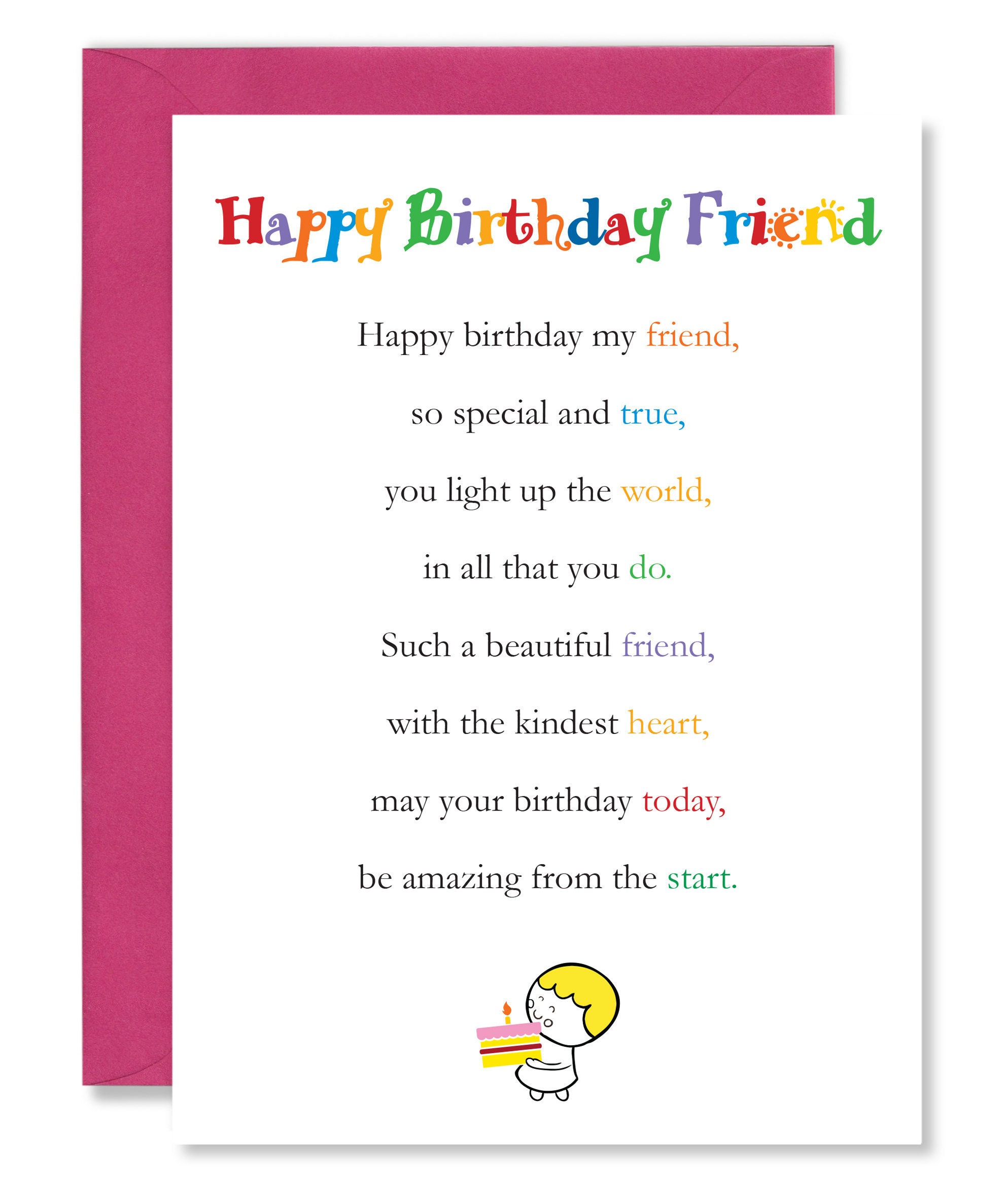 Happy Birthday Friend Greetings Card With Beautiful Poem Friendship