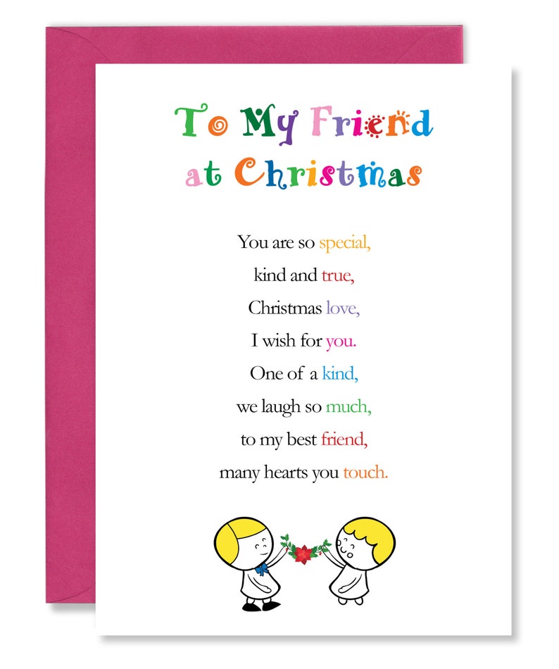 To My Friend at Christmas Festive Verse Greetings Card for Etsy