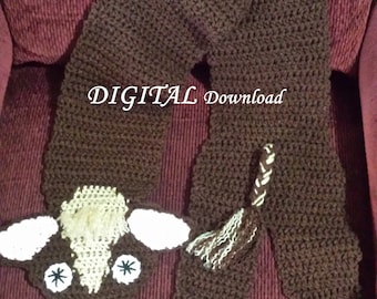 Cow Lovers Scarf Crochet Pattern sized for Adults. Instant Digital Download