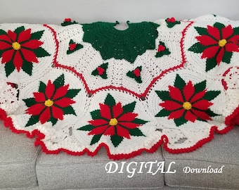 POINSETTIA TREE SKIRT Crochet Pattern  Instant Digital Download