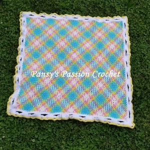 AUF LAGER - Hand gehäkelte Argyle Plaid Babydecke
