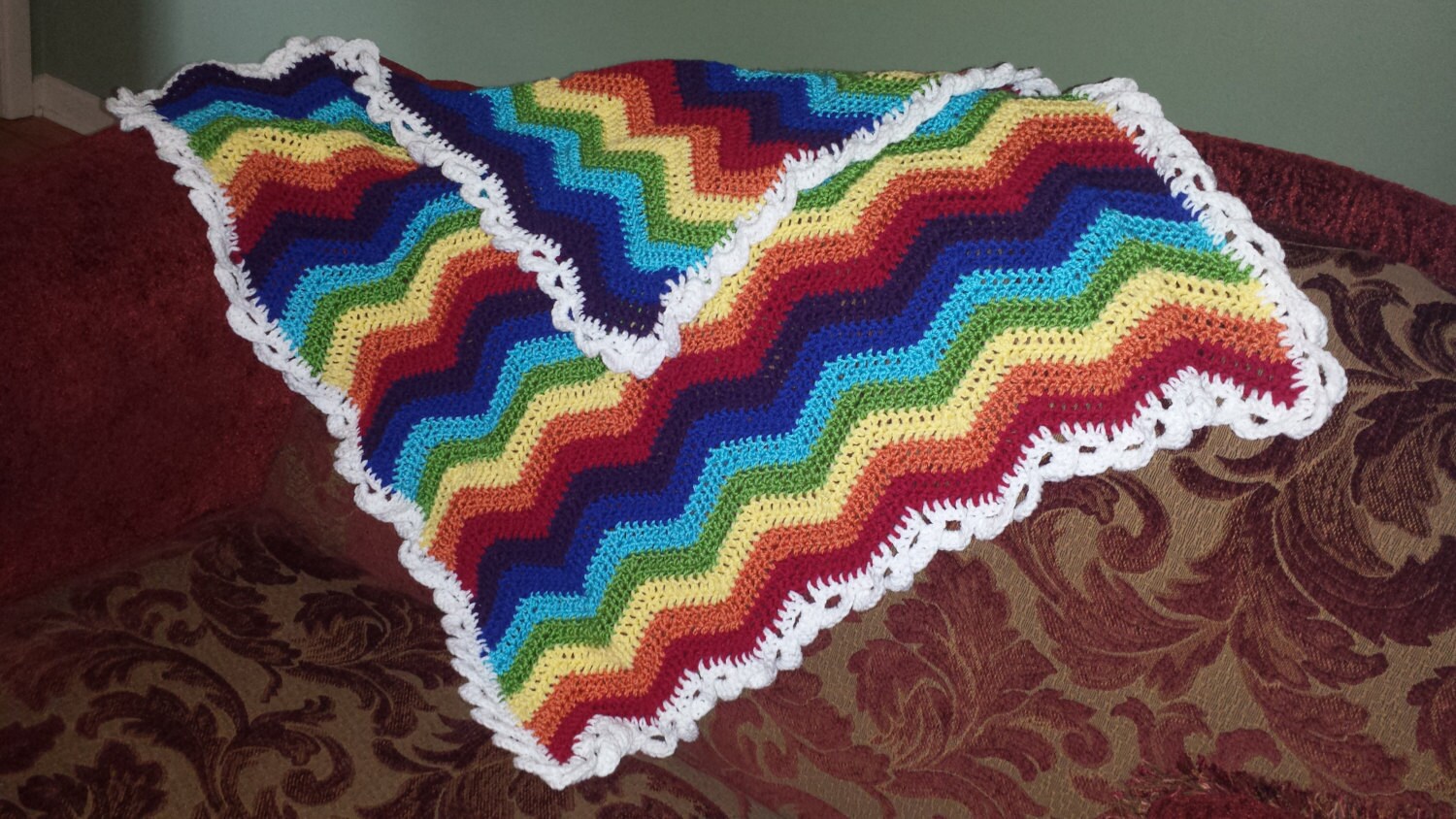 Rainbow ripple crochet blanket new arrivals