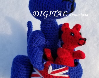 Aussie KangaRoo and Joey amigurumi Crochet Pattern  Instant Digital Download