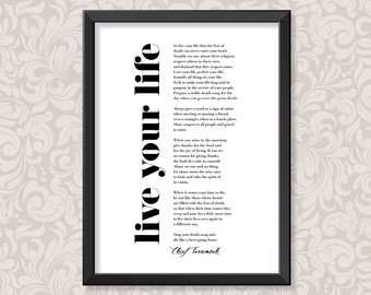 On The Fear Of Death Live Your Life By Tecumseh 2 Sizes Etsy