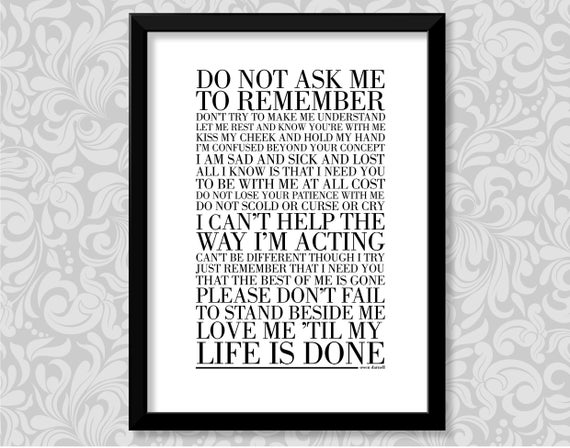 Do Not Ask Me To Remember by Owen Darnell 2 sizes: A4 and A3 | Etsy