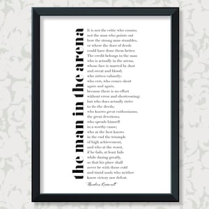 The Man in the Arena by Theodore Roosevelt (2 sizes: A4 and A3)