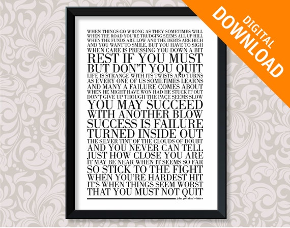 Dont Quit by John Greenleaf Whittier A3 print digital | Etsy