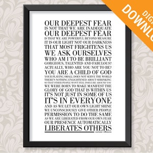 マリアンヌ・ウィリアムソン著『Our Deepest Fear』（A3）5色プリントデジタルダウンロード