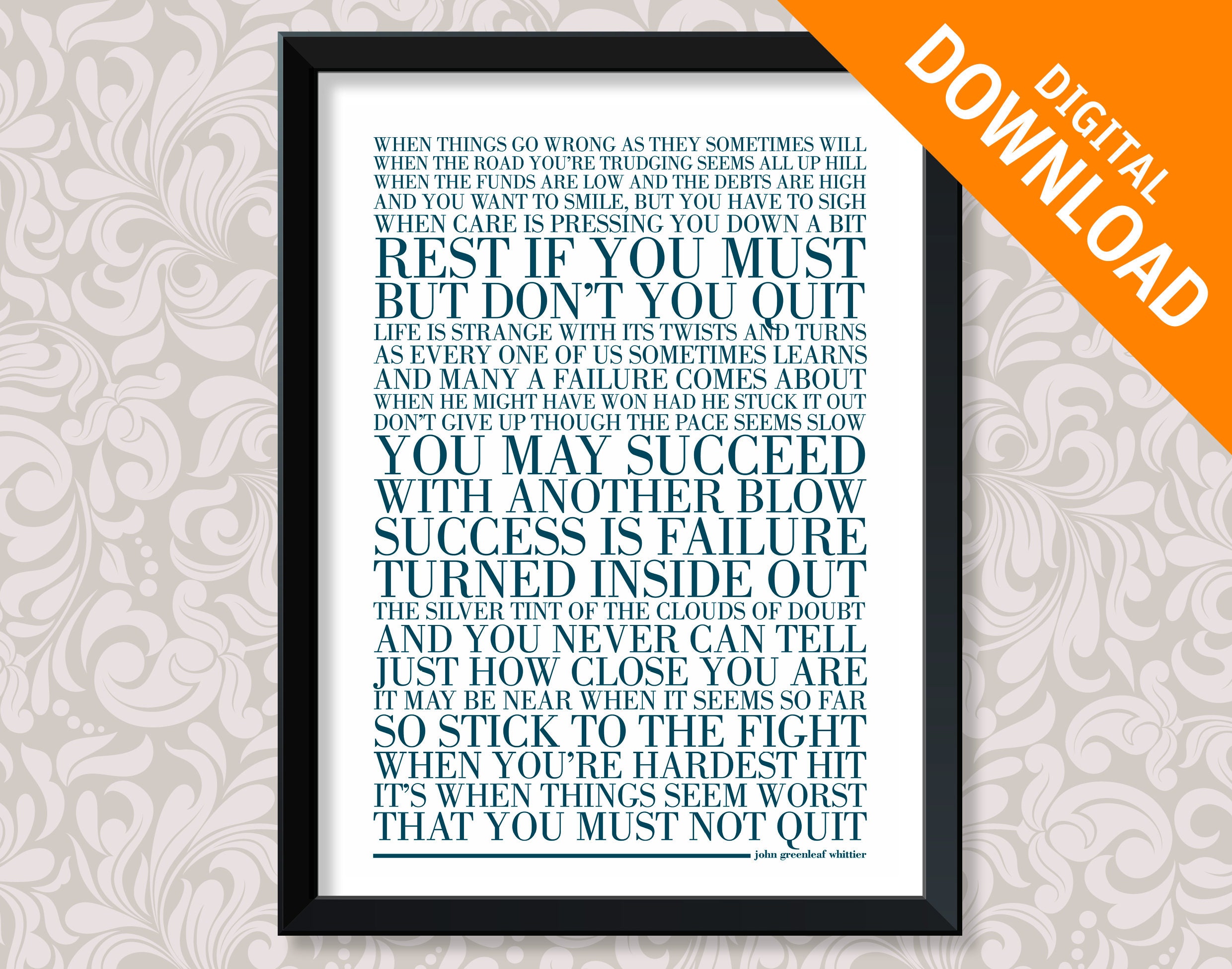 Dont Quit by John Greenleaf Whittier A3 Print Digital - Etsy Israel