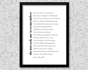Alzheimers Poem Do Not Ask Me to Remember - Etsy
