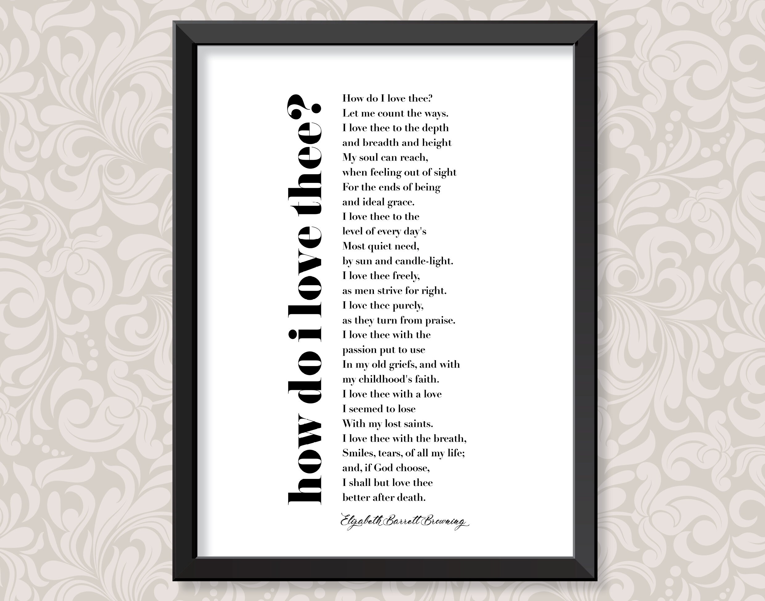How Do I Love Thee 43 by Elizabeth Barrett Browning Etsy