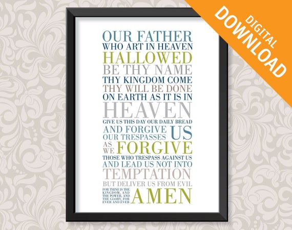 Our Father (the Lord's Prayer) (A3) Print Digital Download in 5