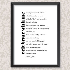 Won’t you celebrate with me by Lucille Clifton (2 sizes: A4 and A3)