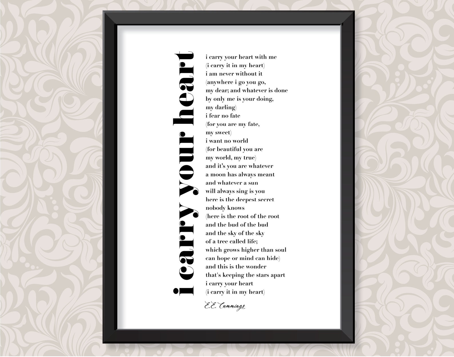 Porto il tuo cuore lo porto nel mio cuore di E.E. Cummings | Etsy