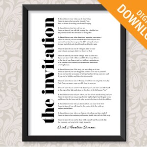 The invitation by Oriah Mountain Dreamer (A3) Print Digital Download in 3 colours