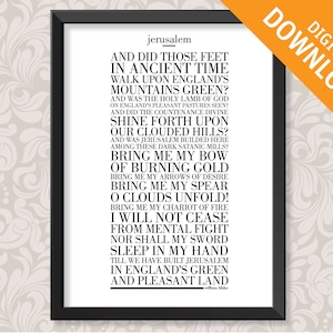Jerusalem by William Blake (A3) Print Digital Download in 5 colours