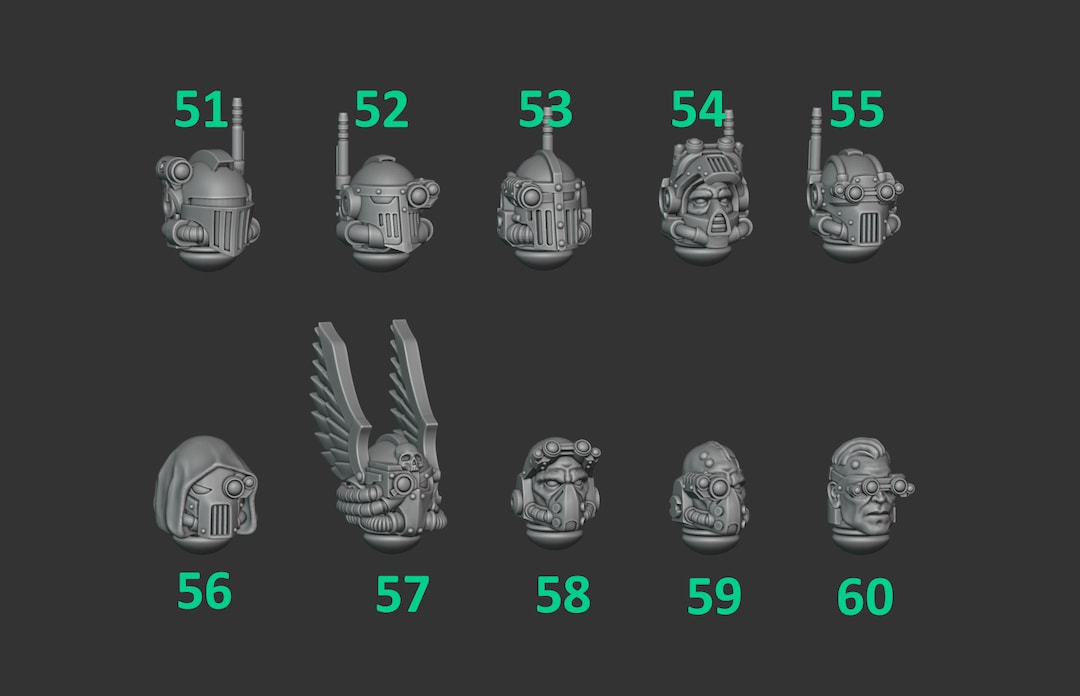 Tactical Space Marine Heads Etsy