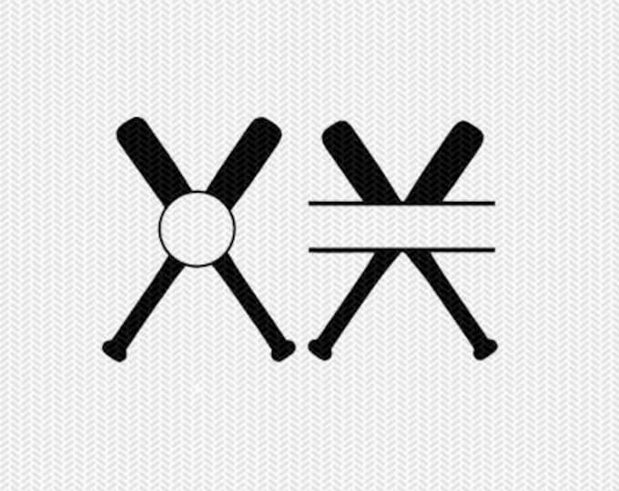 Baseball Bats Monogram Frames Svg Dxf File Instant Download Silhouette Cameo Cricut Clip Art Commercial Use