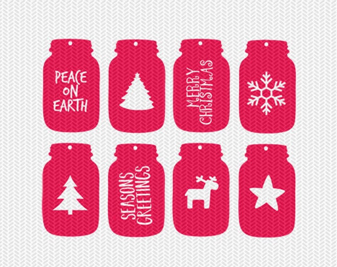Download Mason Jar Christmas Gift Tags Svg Dxf Jpeg Png File Stencil Monogram Frame Silhouette Cameo Cricut Clip Art Commercial Use