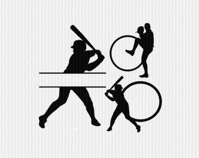 Baseball Bats Monogram Frames Svg Dxf File Instant Download Silhouette Cameo Cricut Clip Art Commercial Use