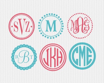 circle monogram frame svg, monogram svg, monogram dxf, monogram frame cut file, svg files for cricut, commercial use, digital download