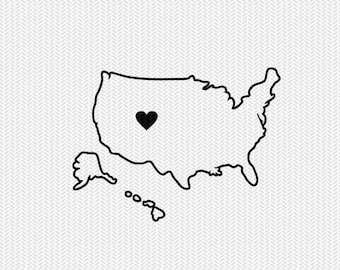 united states outline heart svg dxf file stencil silhouette cameo cricut downloads clip art commercial use