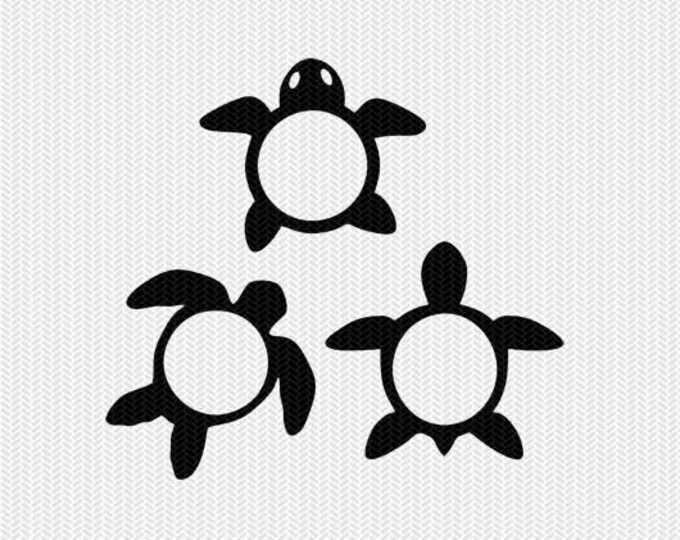 Download Sea Turtle Monogram Frames Svg Dxf File Instant Download Silhouette Cameo Cricut Downloads Clip Art Commercial Use