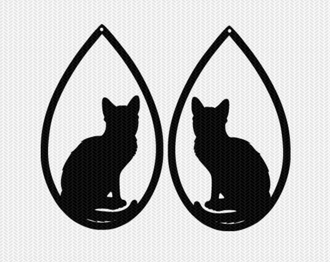 Download Cat Earring Template Earring Svg Gift Tags Cricut Download Svg Dxf File Stencil Silhouette Cameo Cricut Clip Art Commercial Use