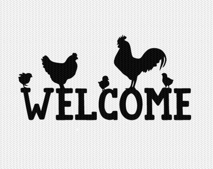 Welcome Svg Dxf File Instant Download Stencil Silhouette Cameo Cricut Animals Commercial Use Cricut Downloads