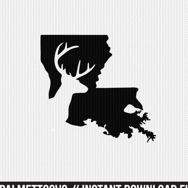 Louisiana Hirsch svg, Louisiana svg, Hirsch jagen svg, Hirsch dxf Datei, Hirsch png, Jagd png, svg-Dateien für Cricut, Cricut-Downloads