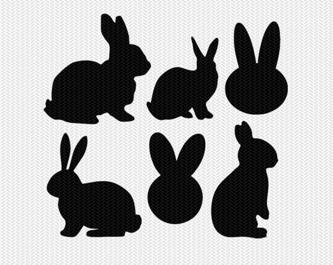 Download Bunnies Easter Set Svg Dxf File Instant Download Silhouette Cameo Cricut Downloads Clip Art Commercial Use