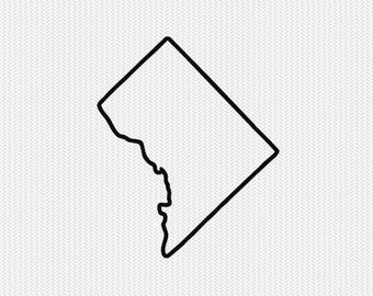 Washington Dc Map Outline Washington Dc Map | Etsy