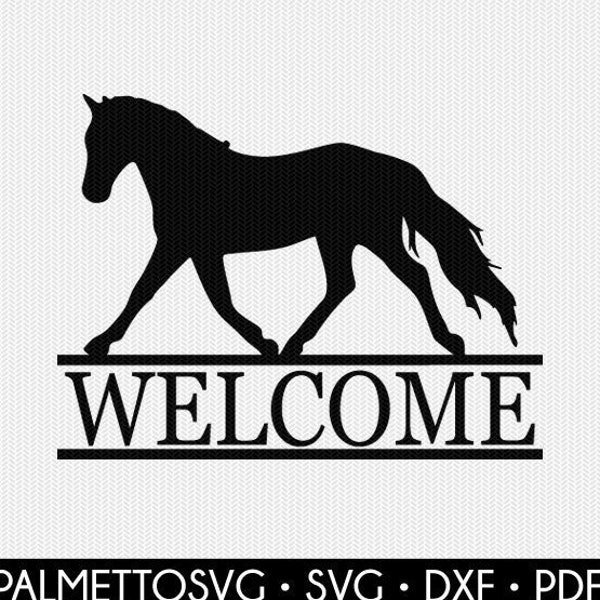 welcome svg, horse svg, horse dxf, welcome dxf, welcome sign svg, porch sign svg, svg files for cricut, commercial use, digital download