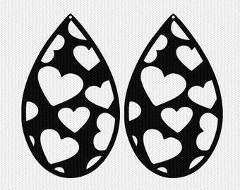 hearts valentines earring template earring svg cricut download svg dxf file stencil silhouette cameo cricut clip art commercial use